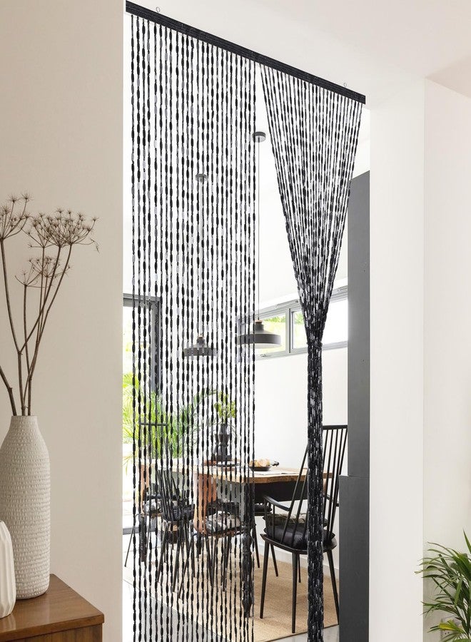 Osunnus Handmade Bamboo Beaded Curtain for Doorway 35.5 x 75 Inches 52 Strands Hanging Door Beads Hippie Curtain for Bedroom Living Room Boho Rustic Home Store Decor, Black - Image 3